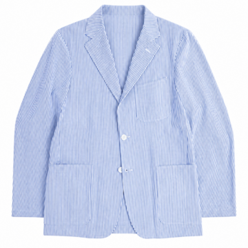 Blue White Pinstripe Relaxed Blazer