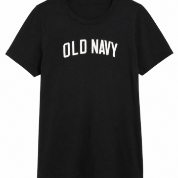 Black Crewneck T-Shirt with White OLD NAVY Graphic