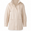 Light Beige Longline Hooded Half-Zip Jacket with Kangaroo Pockets