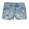 Distressed Light Blue Denim Cutoff Shorts