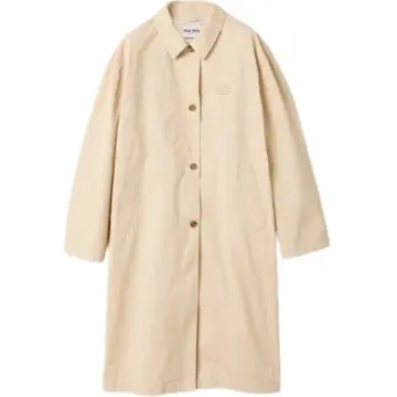 Knee-Length Beige Oversized Coat with Pointed Collar