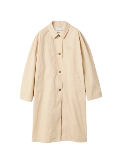Knee-Length Beige Oversized Coat with Pointed Collar