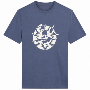 Blue Short-Sleeve Crewneck T-Shirt with Bird Graphic