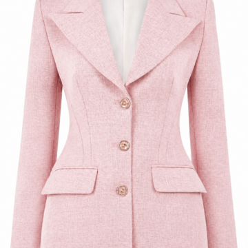 Light Pink Fitted Peak Lapel Blazer