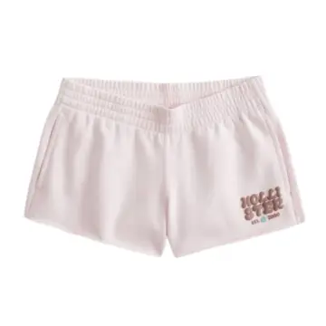 Light Pink Smocked High-Rise Shorts with Logo Detail