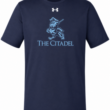 Navy Blue Short-Sleeve Crewneck T-Shirt with Mascot Graphic