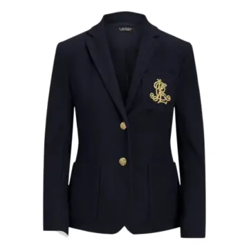 Tailored Navy Blazer with Notch Lapels and Gold Buttons