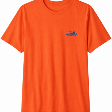 Orange Short-Sleeve Crewneck T-Shirt with Mountain Graphic