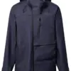 Heathered Navy Blue Full Zip Hooded Jacket with Chest Pocket