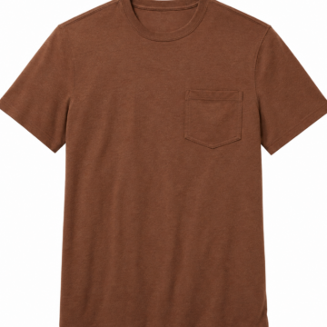 Brown Heathered Crewneck Pocket T-Shirt