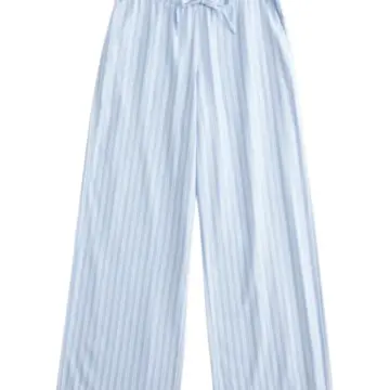 Light Blue and White Striped Wide Leg Lounge Pants