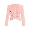 Light Pink Fitted Crop Top with Ruched Details and Bows