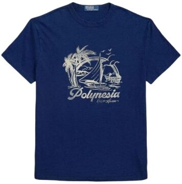 Navy Blue Polinesia Sailboat Graphic Tee