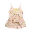 Pink Cream Floral Print Sleeveless Ruffle Camisole